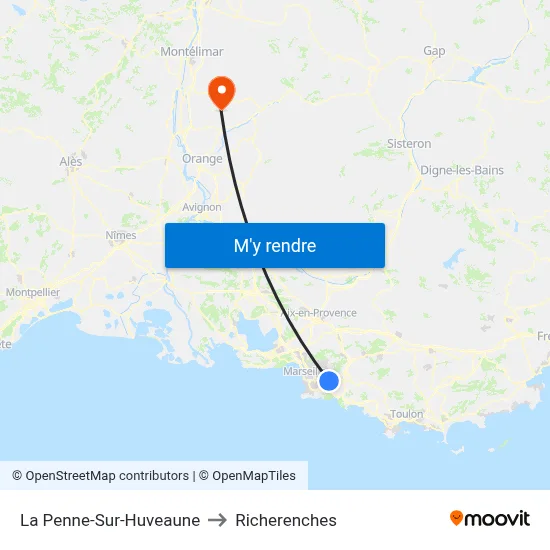 La Penne-Sur-Huveaune to Richerenches map