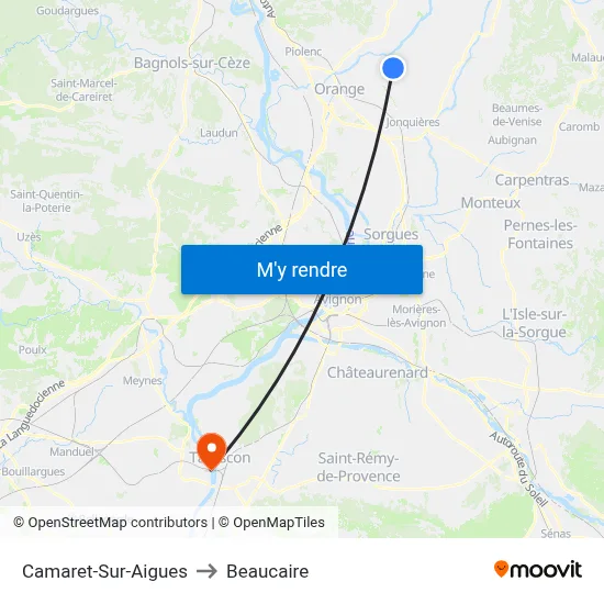 Camaret-Sur-Aigues to Beaucaire map