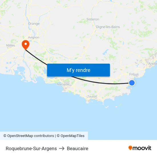 Roquebrune-Sur-Argens to Beaucaire map