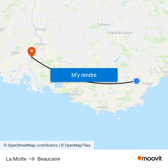 La Motte to Beaucaire map