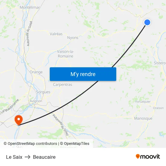 Le Saix to Beaucaire map
