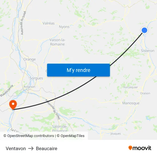 Ventavon to Beaucaire map