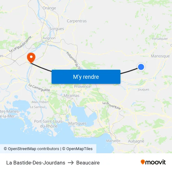 La Bastide-Des-Jourdans to Beaucaire map