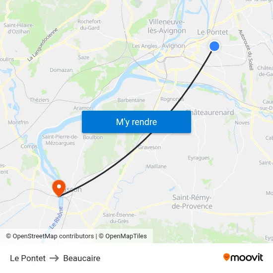 Le Pontet to Beaucaire map