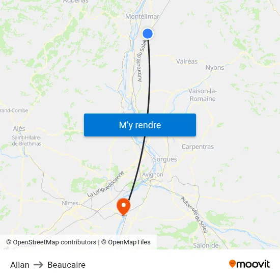 Allan to Beaucaire map