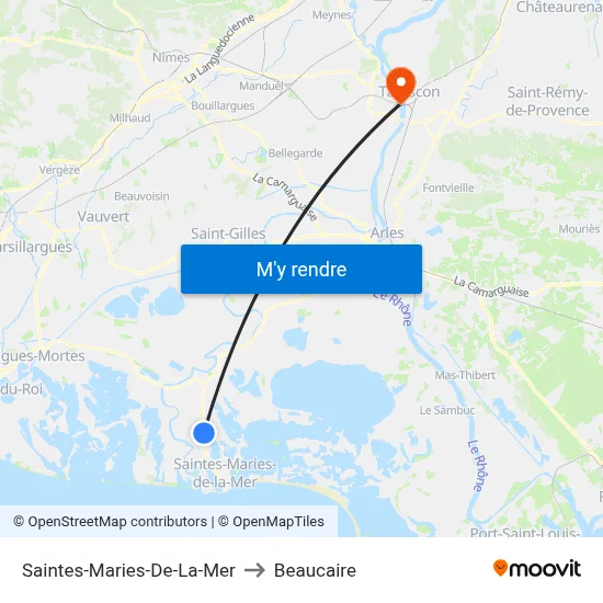 Saintes-Maries-De-La-Mer to Beaucaire map