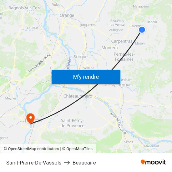 Saint-Pierre-De-Vassols to Beaucaire map