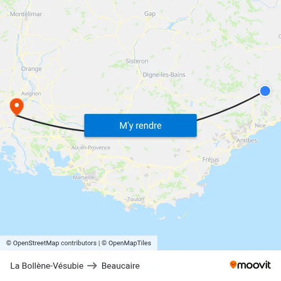 La Bollène-Vésubie to Beaucaire map