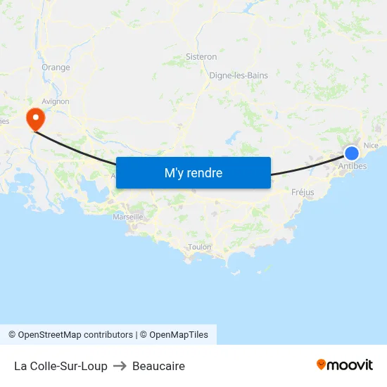 La Colle-Sur-Loup to Beaucaire map