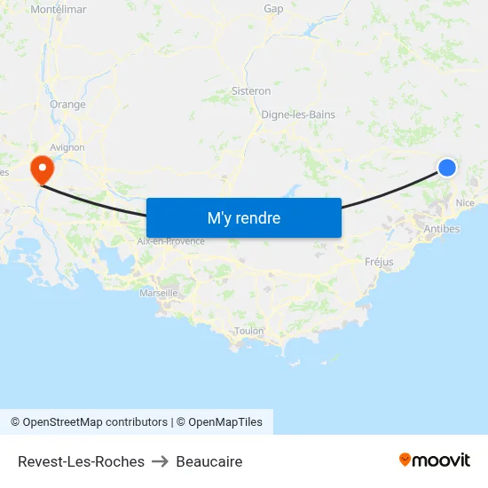 Revest-Les-Roches to Beaucaire map