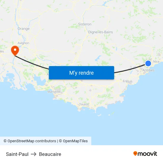 Saint-Paul to Beaucaire map