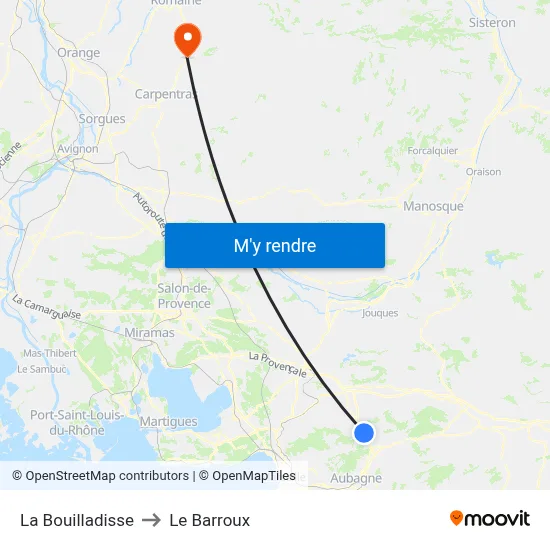 La Bouilladisse to Le Barroux map