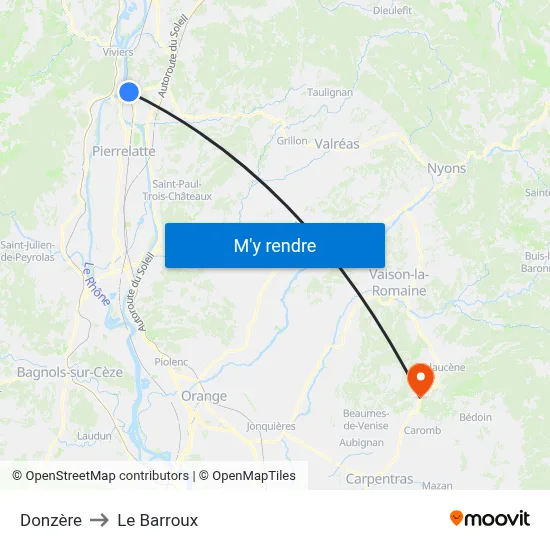Donzère to Le Barroux map