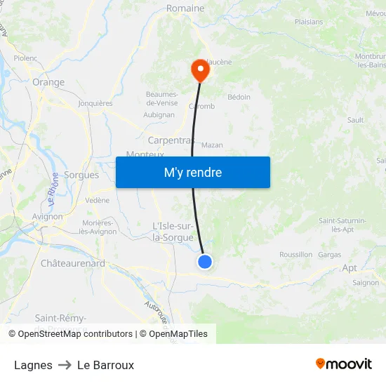 Lagnes to Le Barroux map