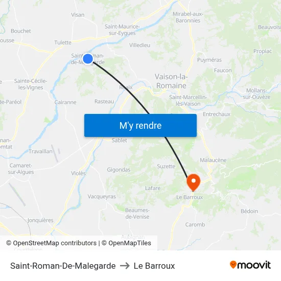 Saint-Roman-De-Malegarde to Le Barroux map