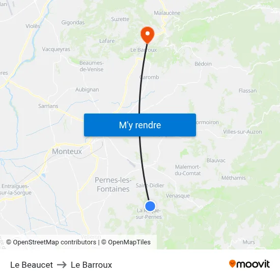 Le Beaucet to Le Barroux map
