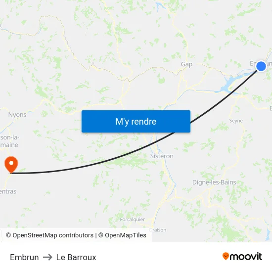 Embrun to Le Barroux map