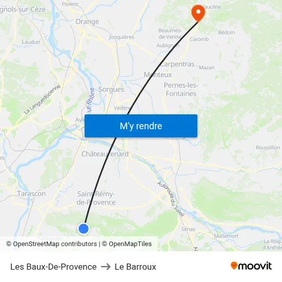 Les Baux-De-Provence to Le Barroux map