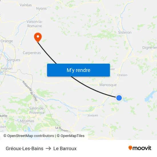 Gréoux-Les-Bains to Le Barroux map