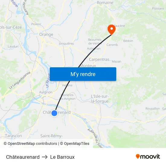 Châteaurenard to Le Barroux map