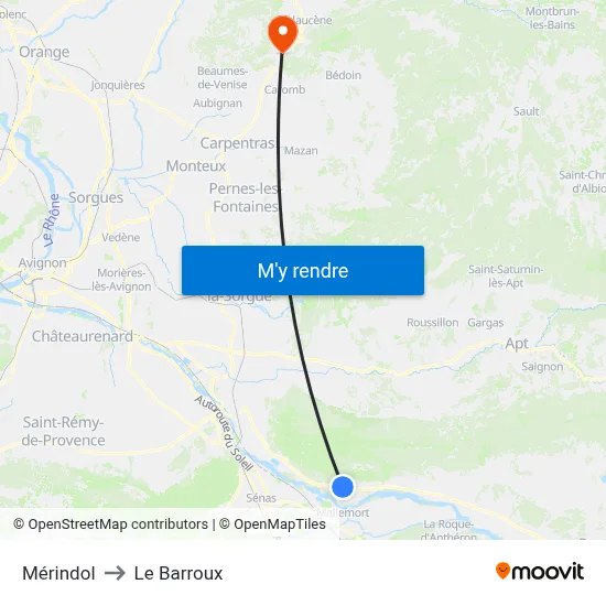 Mérindol to Le Barroux map