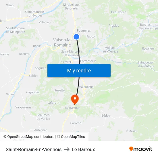 Saint-Romain-En-Viennois to Le Barroux map