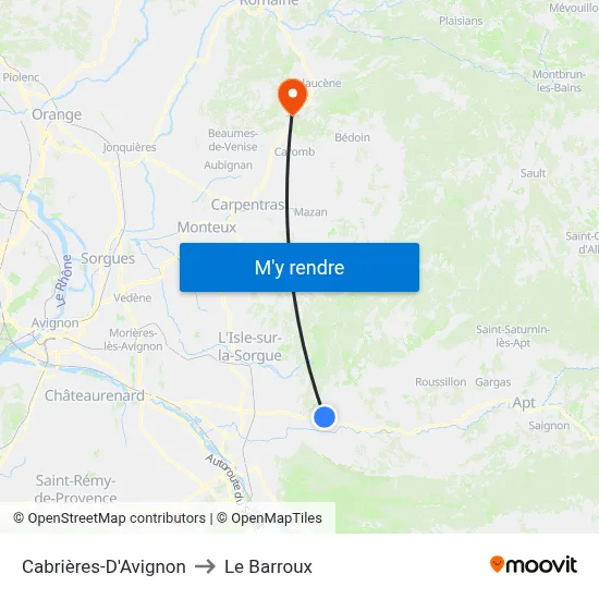 Cabrières-D'Avignon to Le Barroux map