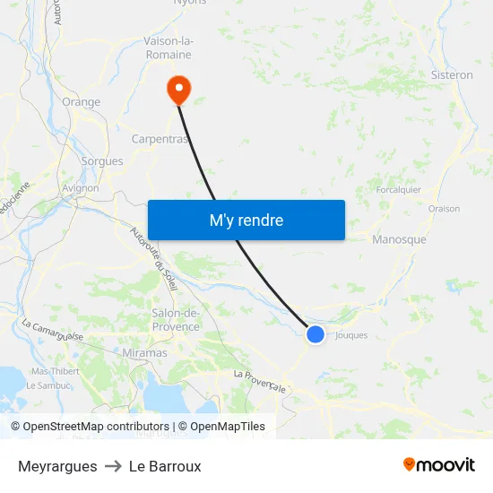 Meyrargues to Le Barroux map