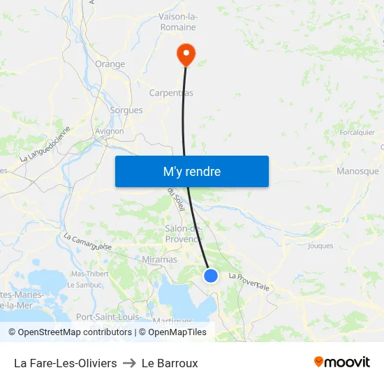 La Fare-Les-Oliviers to Le Barroux map