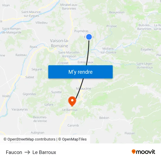 Faucon to Le Barroux map