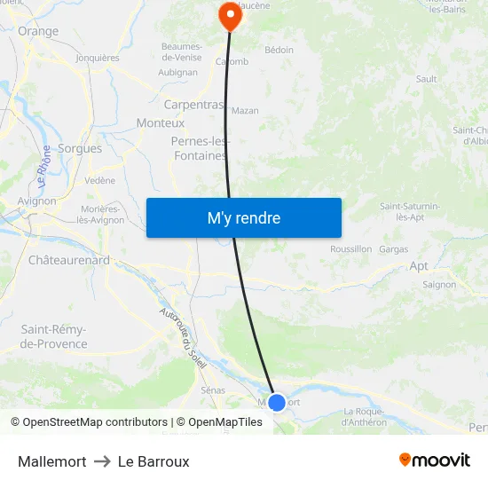 Mallemort to Le Barroux map