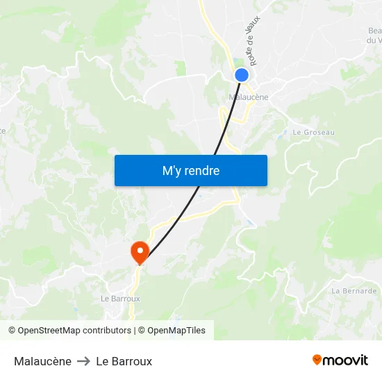 Malaucène to Le Barroux map