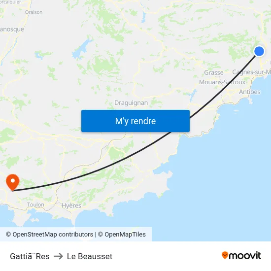 Gattiã¨Res to Le Beausset map