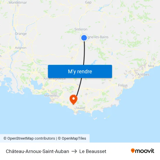 Château-Arnoux-Saint-Auban to Le Beausset map