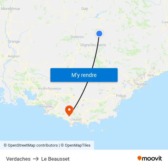 Verdaches to Le Beausset map