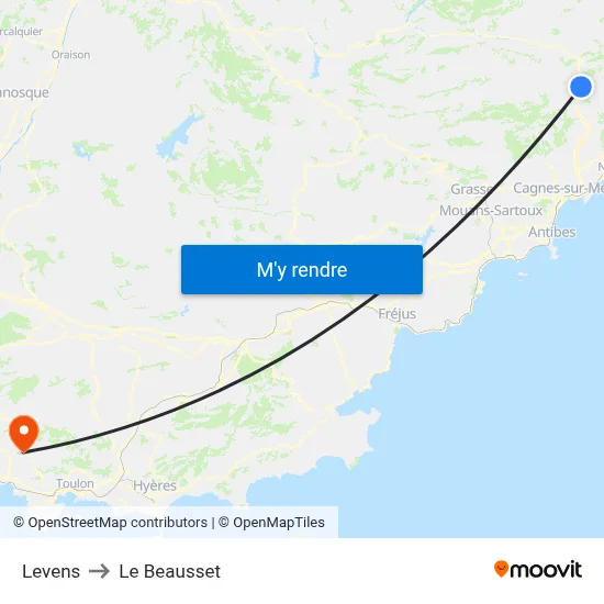 Levens to Le Beausset map