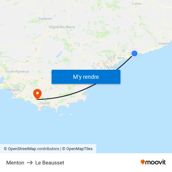 Menton to Le Beausset map