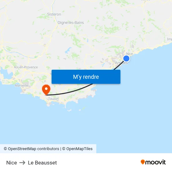 Nice to Le Beausset map