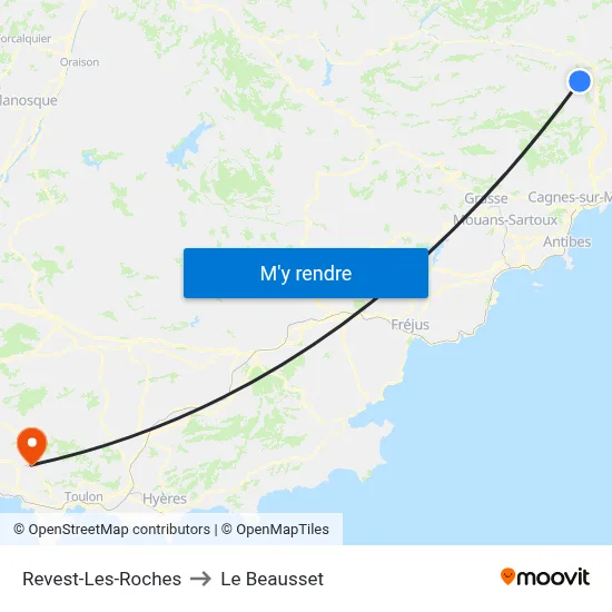 Revest-Les-Roches to Le Beausset map
