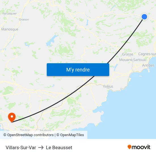 Villars-Sur-Var to Le Beausset map