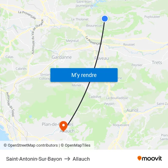 Saint-Antonin-Sur-Bayon to Allauch map