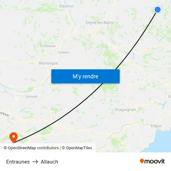 Entraunes to Allauch map