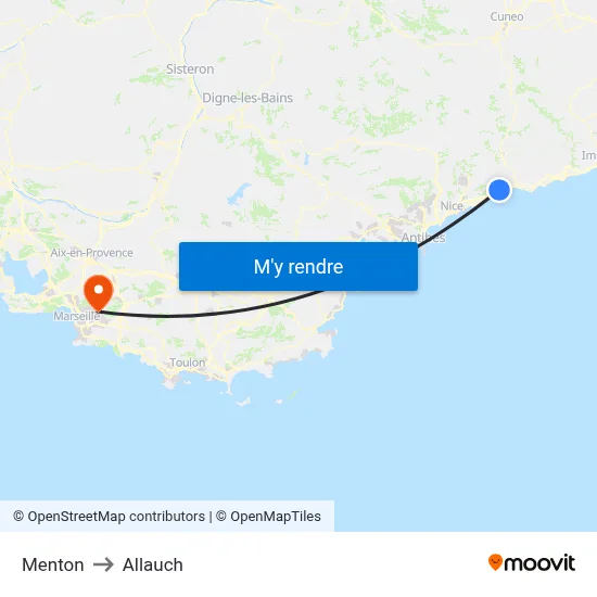 Menton to Allauch map