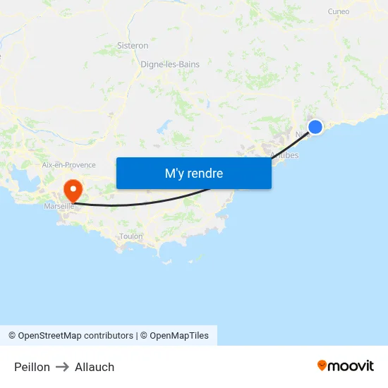 Peillon to Allauch map