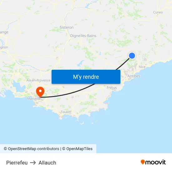 Pierrefeu to Allauch map