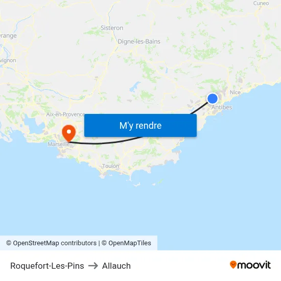 Roquefort-Les-Pins to Allauch map