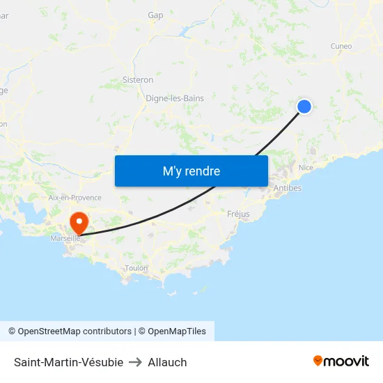 Saint-Martin-Vésubie to Allauch map