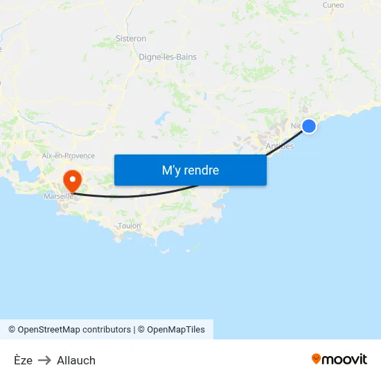 Èze to Allauch map