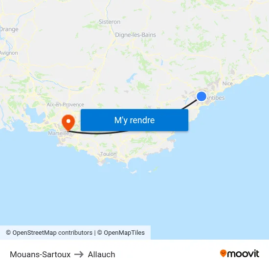 Mouans-Sartoux to Allauch map