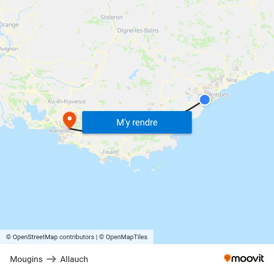 Mougins to Allauch map